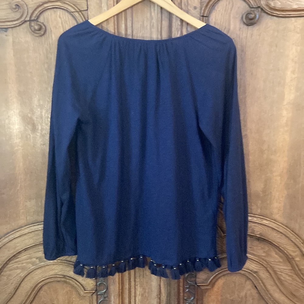 Lilly Pulitzer Navy Long Sleeve with Tassel Hem - Picture 9 of 10